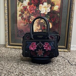 Henri Bendel Leather Floral Embroidered Caryall Satchel